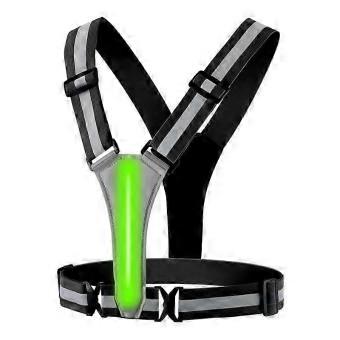 Adjustable LED Safety Vest, High Visibility, for Running, Biking, Dog Walking, Black