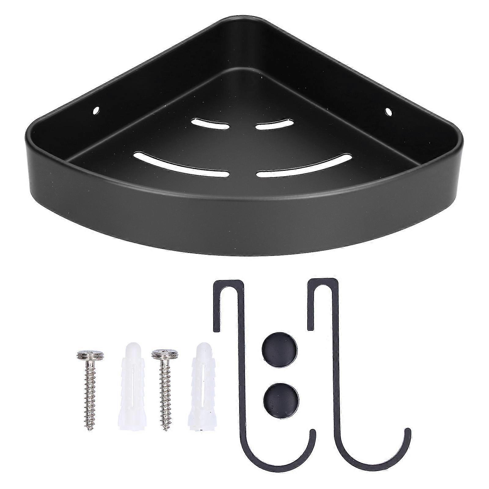 Wall Mounted Black Aluminum Shower Shelf Triangular Corner Rack