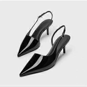 Schicke Sandalen für Damen, Sommerneuheit, in Schwarz, aus glänzendem Lackleder, mit spitzer, dünner Ferse, extrem hohen Absätzen, sexy Zehenpartie im französischen Stil und übergroßer Passform.