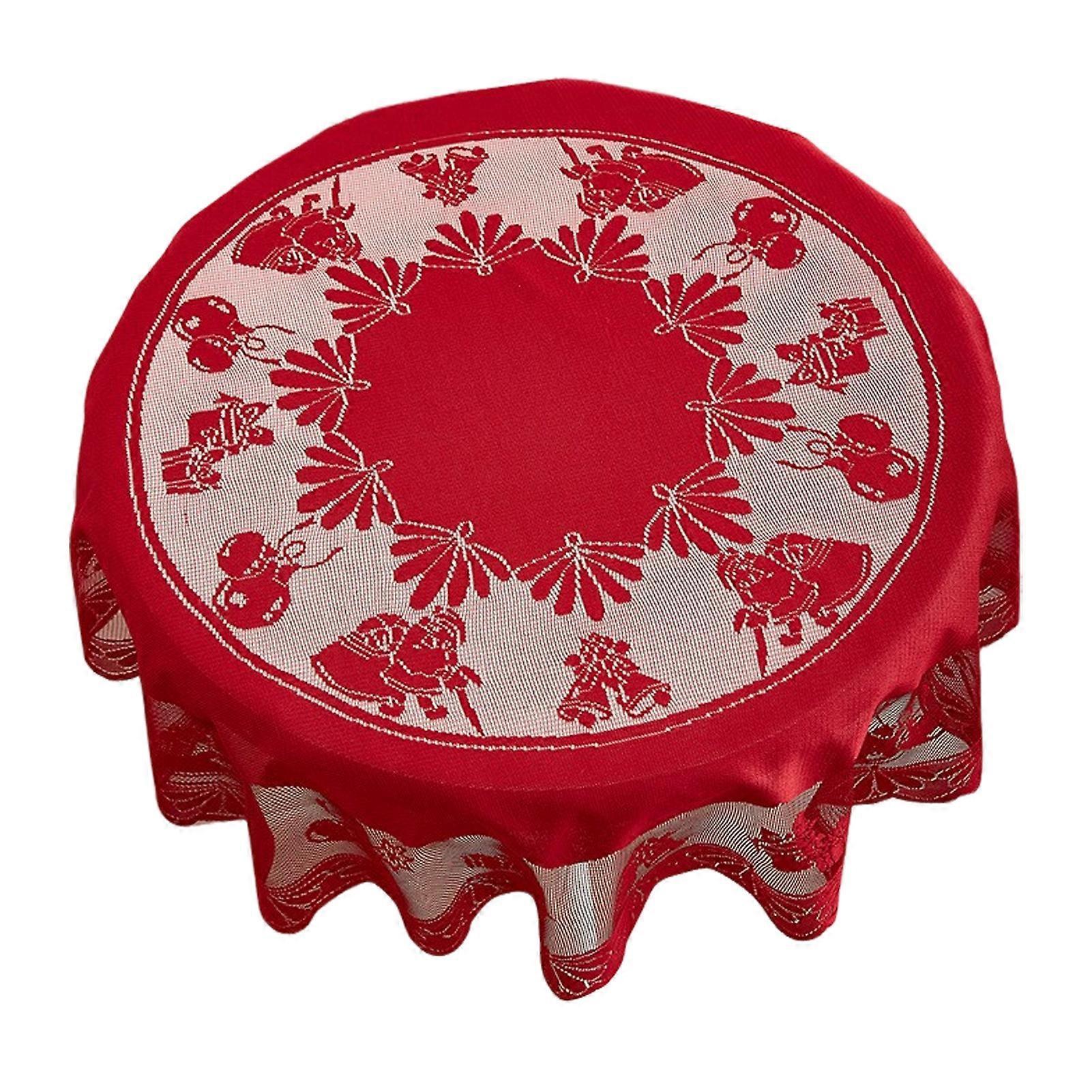Red Lace Round Tablecloth 100cm