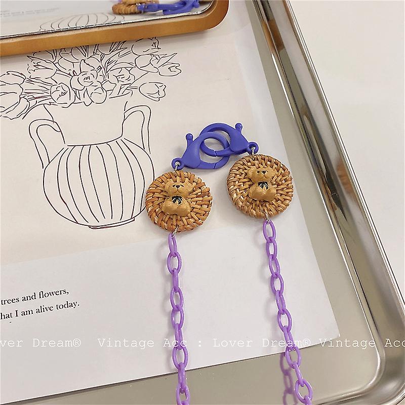 Retro Björn Glasögon Kedja Kvinna Koreansk Version Mångsidig Rotting Vävd Pendlarmask Kedja Färg Akryl Halsband