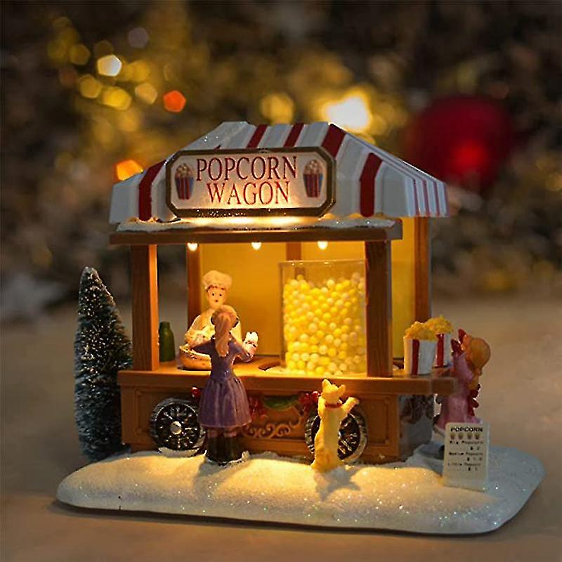 Led Houses Multicolored Christmas Vacation Village With Music Popcorn House