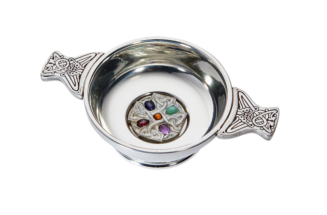 Standard Pewter Quaich with Gem Cross