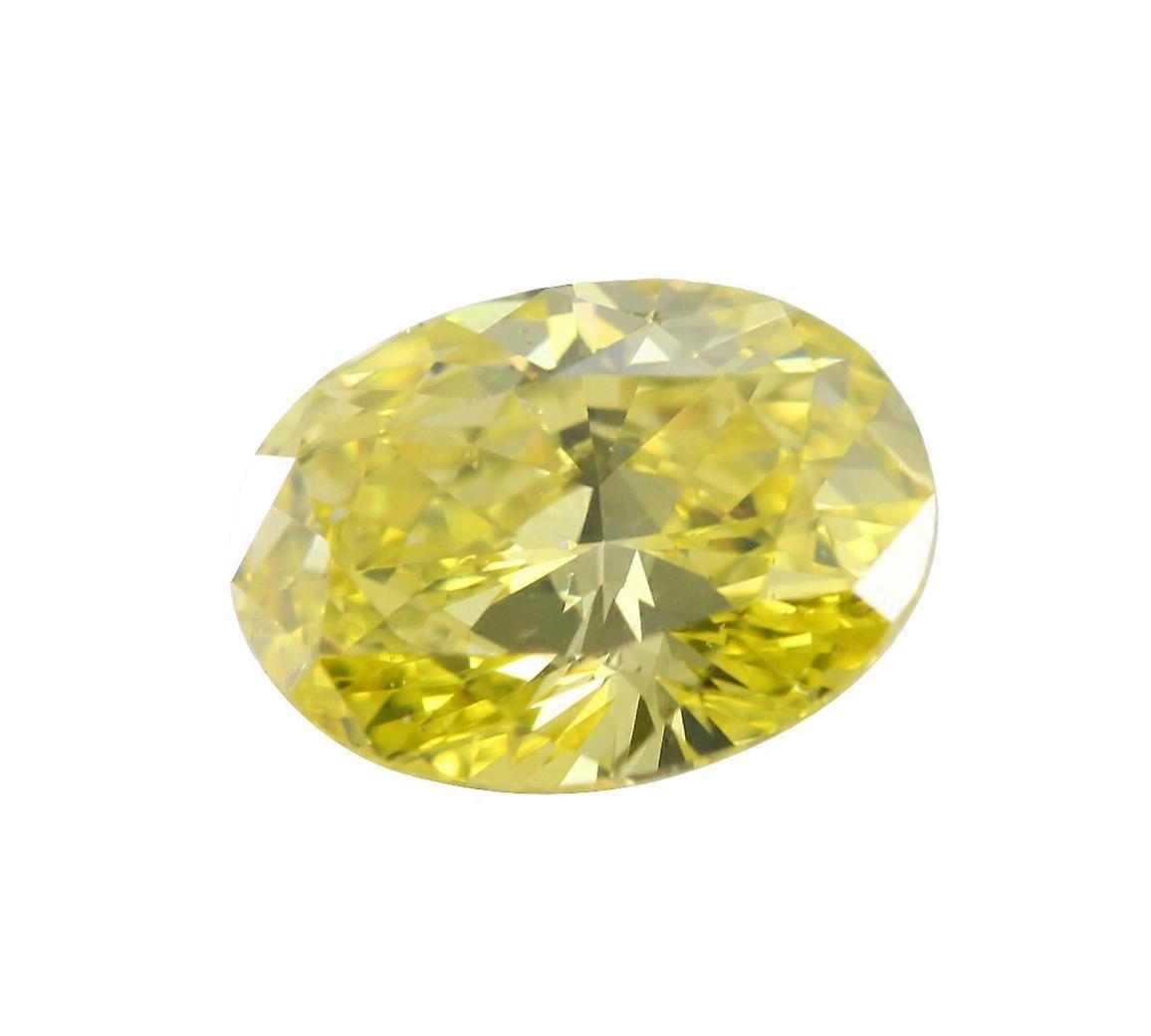 Oval Cut Loose Diamond (0.8 Ct,Fancy Vivid Yellow Color,SI1 Clarity) GIA Certified