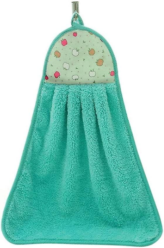 Hanging Hand Towels, Cute Dish Towels, Drying Gloves with Hanging Loop for Kitchen, Plush Fabric (Green)