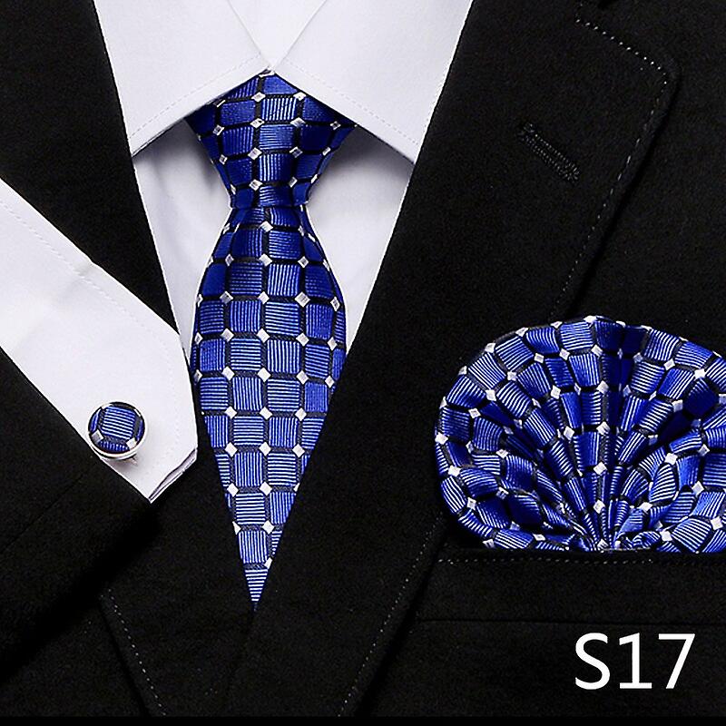 Cravate pour hommes Imprimé à carreaux rouges Jacquard Cravate tissée Hanky Boutons de manchette Ensembles pour Mariage Formel Business Party