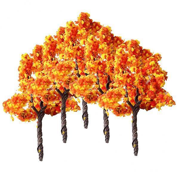 3xIron Trees Model with Red Flower Tree Model Train Landscape Scenery 7cm