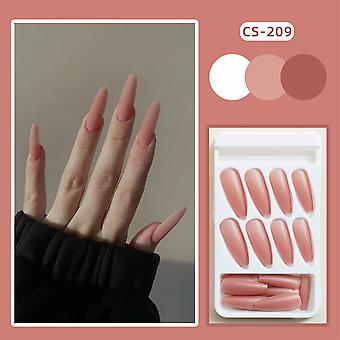 Peachy Long Frosted Fake Nails Eco-friendly Abs Resin Material Nails For Party Prom Dating And Wedding