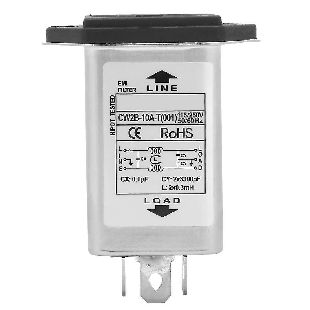 Power Emi Filter, Noise Suppressor Cw2B-10A T (001) met zekering socket, Termianl Phase Line Conditioner 50/60Hz, 2-in 1 Single Safety 125/250V