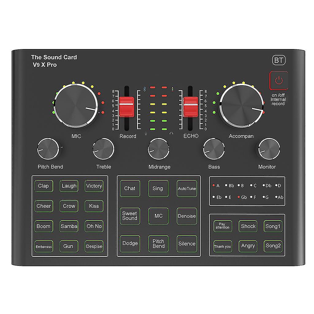 V9x Pro Computer Live Broadcast Sound Card Compatible With Microphone Streaming Recording