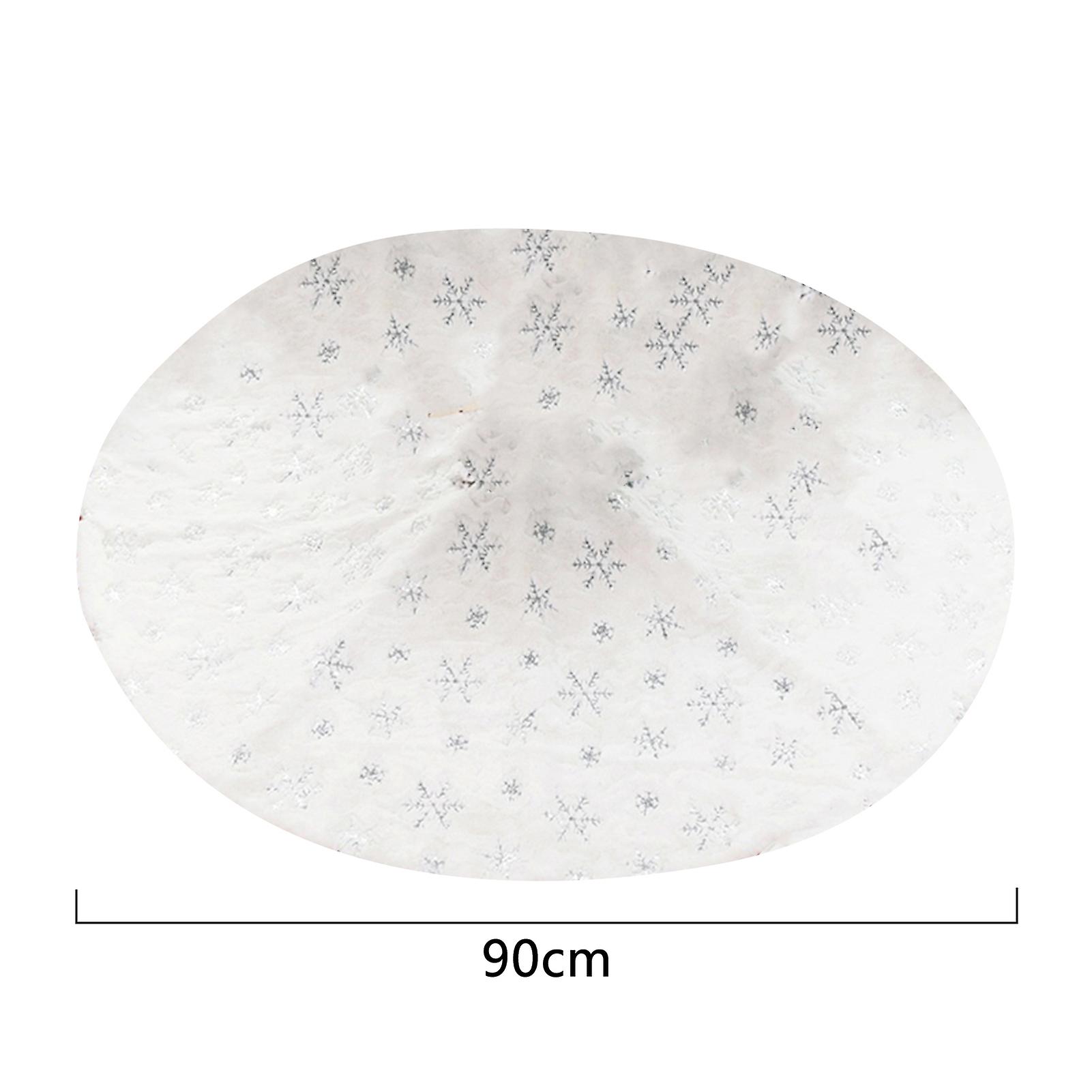Christmas Tree Plush Skirt 35/48in Large Furry Xmas Tree Mat Snowflakes Patterns Round Table Cloth With Umbrella Hole New