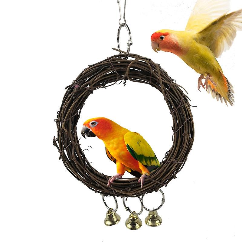 Safe Non Toxic Bird Toys Small Parrot Toys Bell Nibbling Rattan Pet Swing