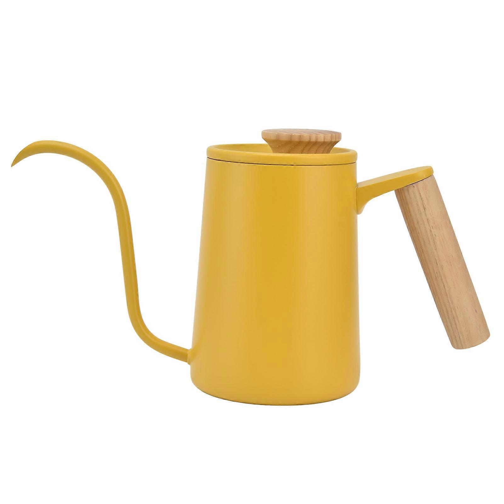 Yellow 600ml Gooseneck Kettle with Walnut Handle