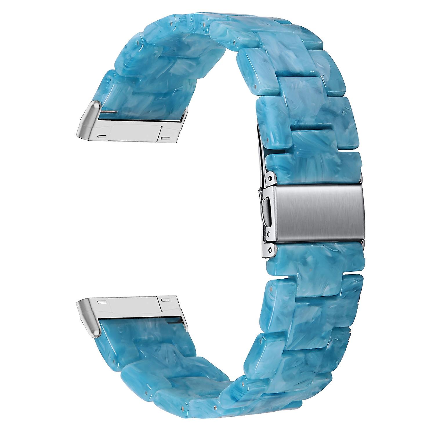 For Fitbit Versa 4/Sense 2 Resin Watch Band Strap Adjustable Bracelet with Buckle - Marble