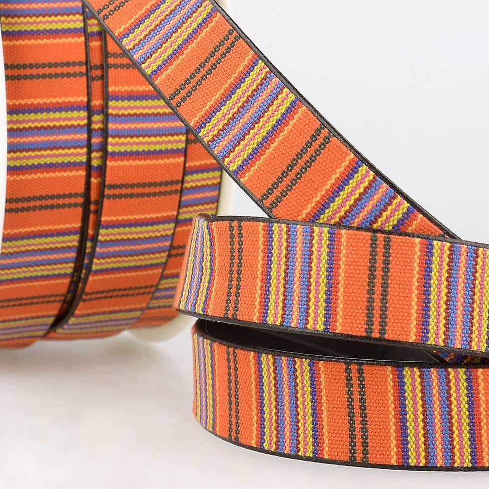 15mm Stephanoise Faux Leather Lined Webbing Multi 4 - per metre