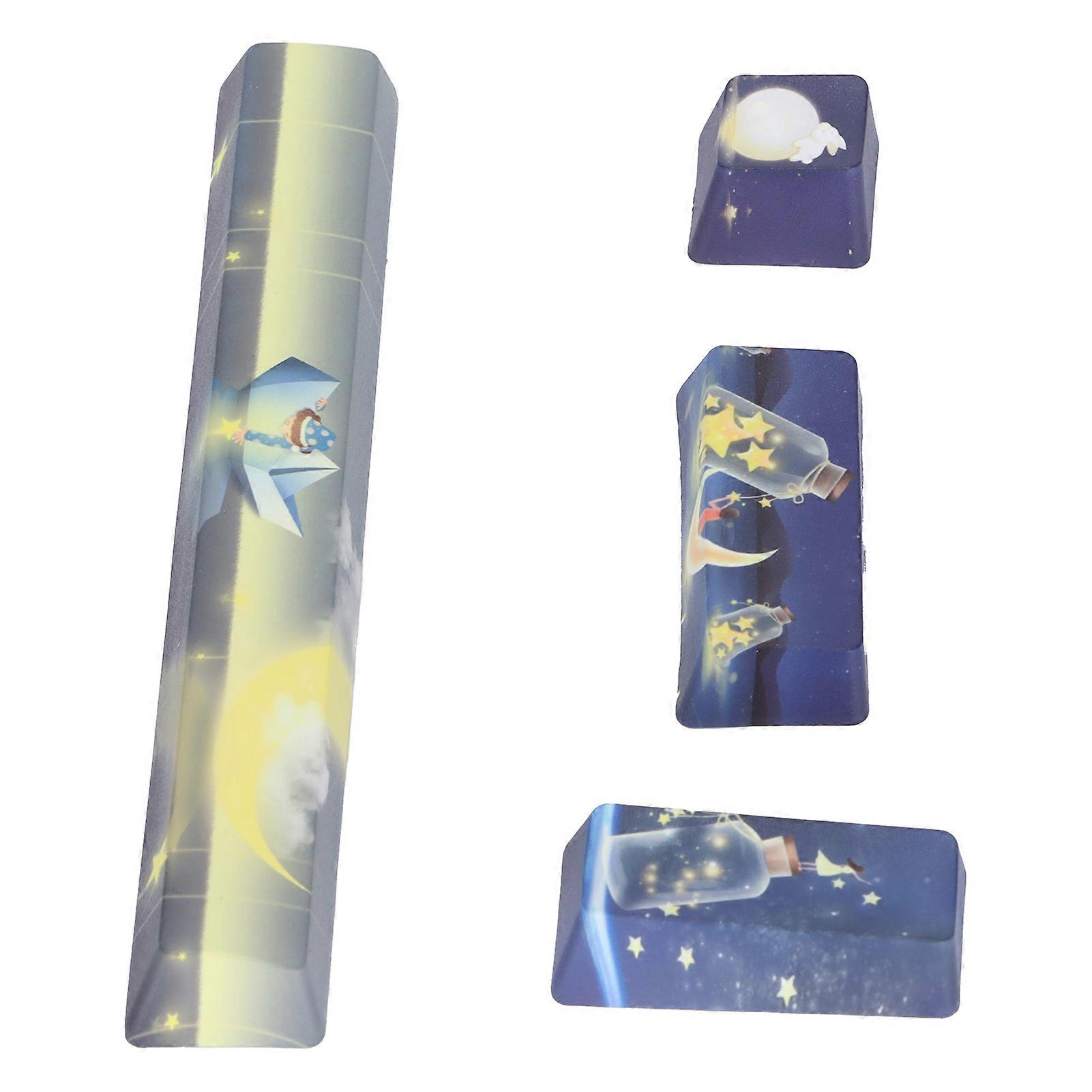 4pcs Custom Keycaps Bright Colors Interesting Patterns DIY Replacement Parts for Mechanical Keyboards