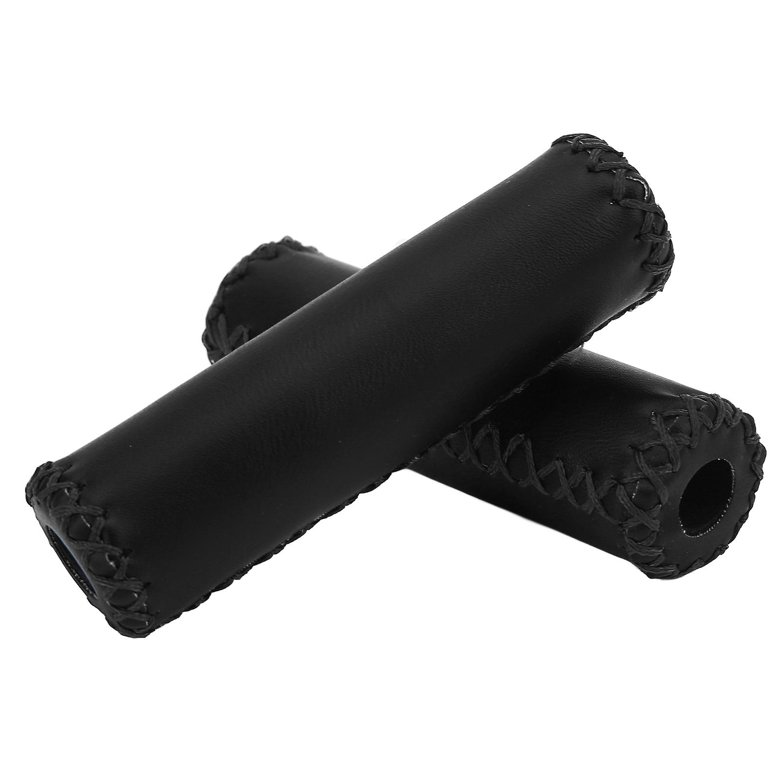 Bike Handlebar Grip Retro PU Leather Bicycle Handle Grips Universal Wear Resistant Handlebar CoverBlack Bicycle Handlebar Grips