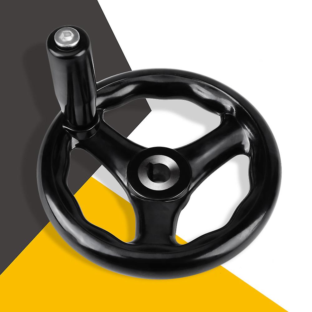 1 black round handwheel with 3 spokes, 12 x 125 mm, for lathe and milling machine