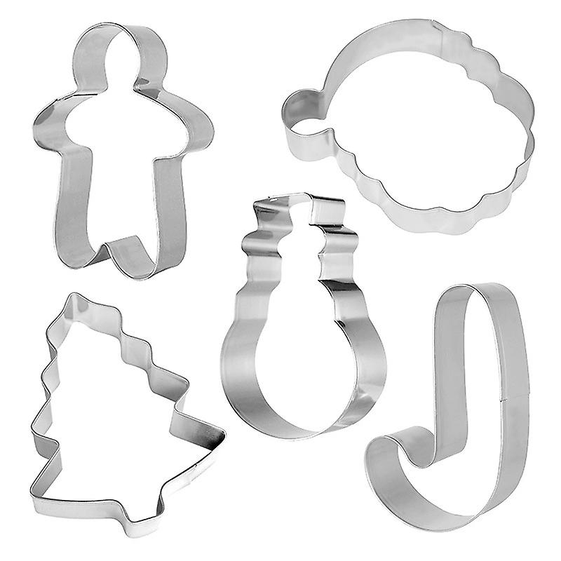 5pcs Christmas Kitchen Cookie Cutter Gingerbread tree Shaped Xmas Biscuit Mold