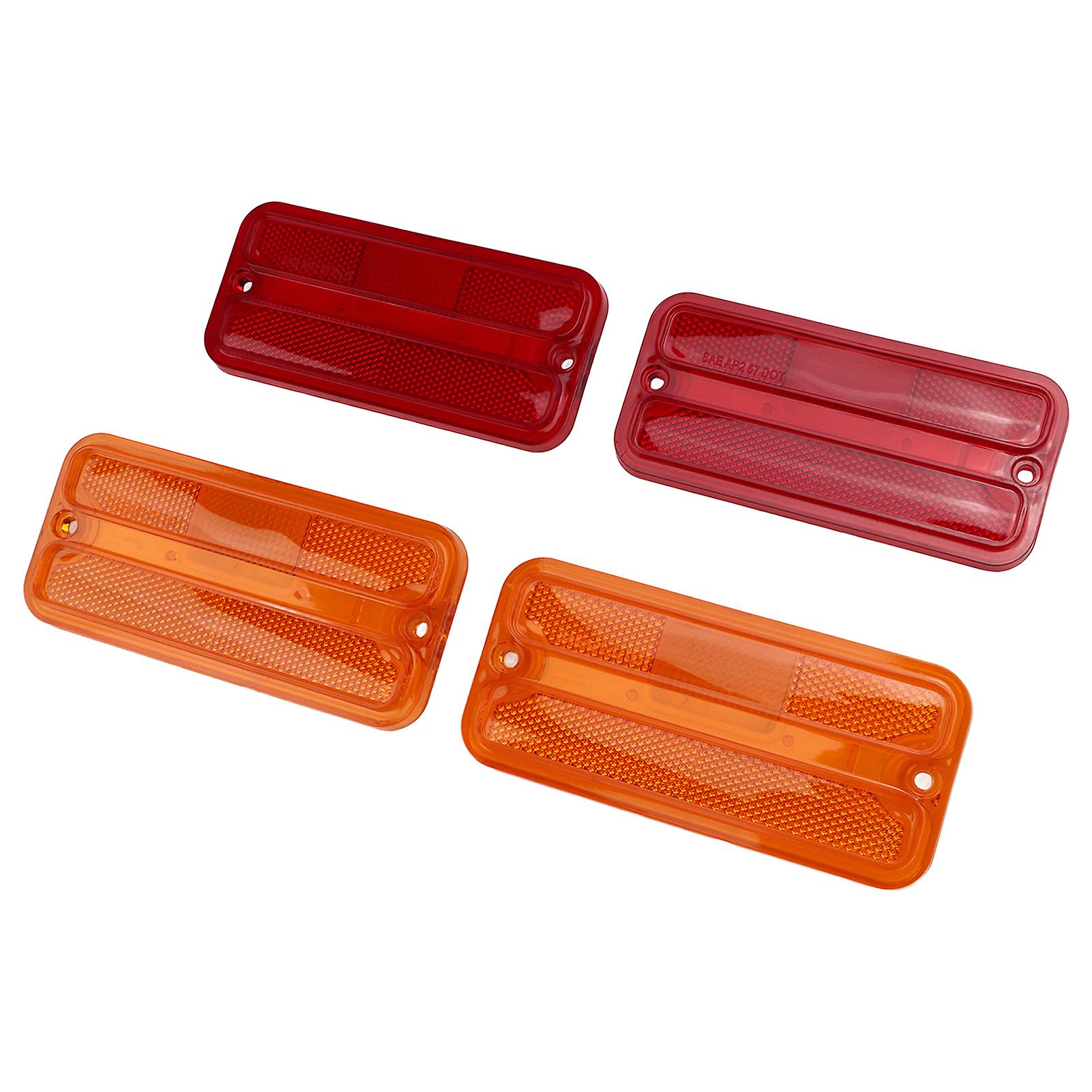 Front Rear Side Marker Light Set 0849‑520 Indicator Lamp Set Replacement for Chevy G‑Series Van 1968‑1972 Red and Yellow 