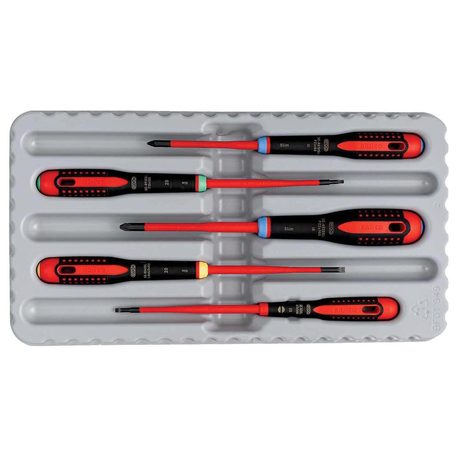 BAHCO 5PC ERGO VDE SCREWDRIVER SET SL/PZ/TX