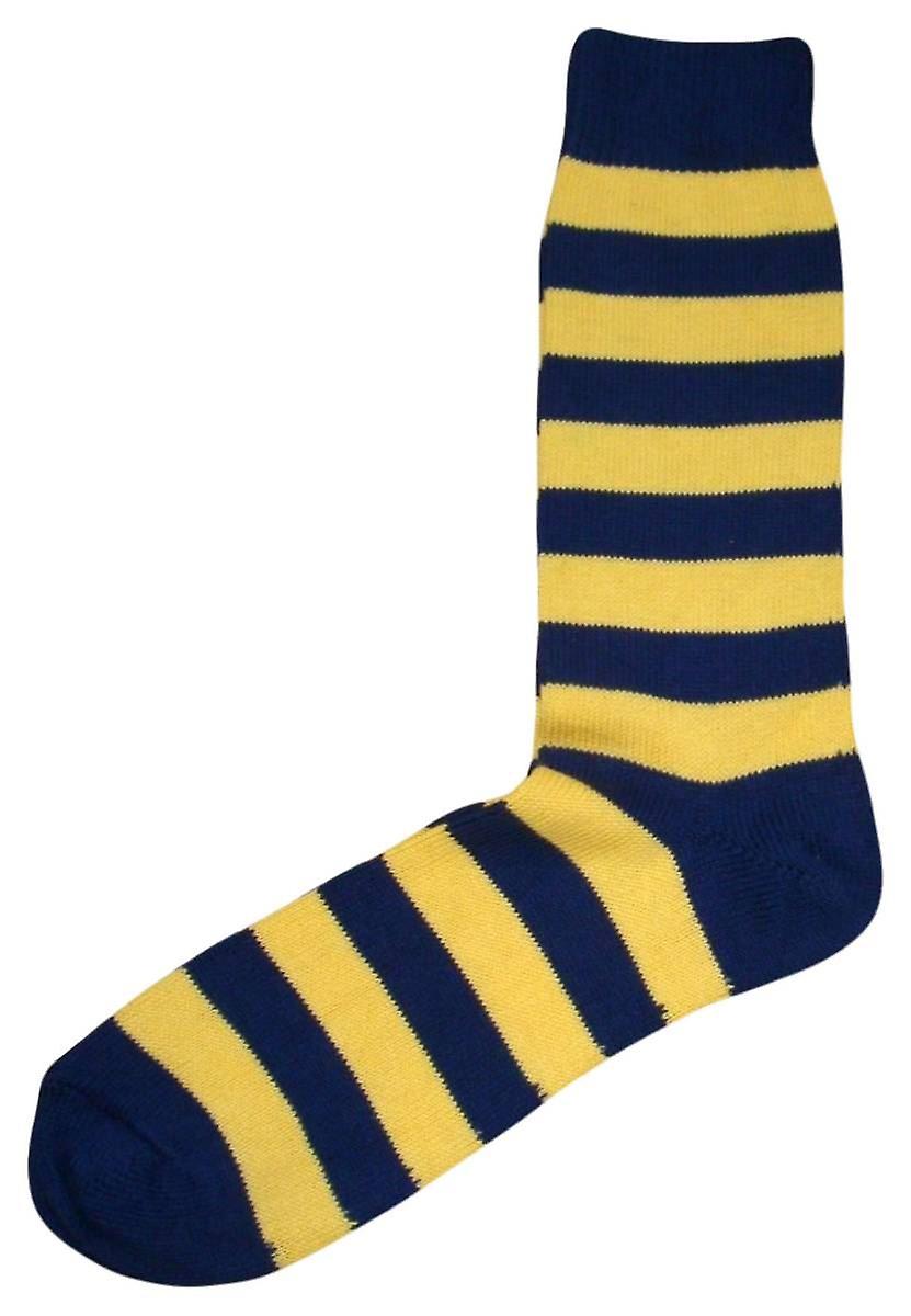 Bassin and Brown Hooped Stripe Socks - Navy/Yellow