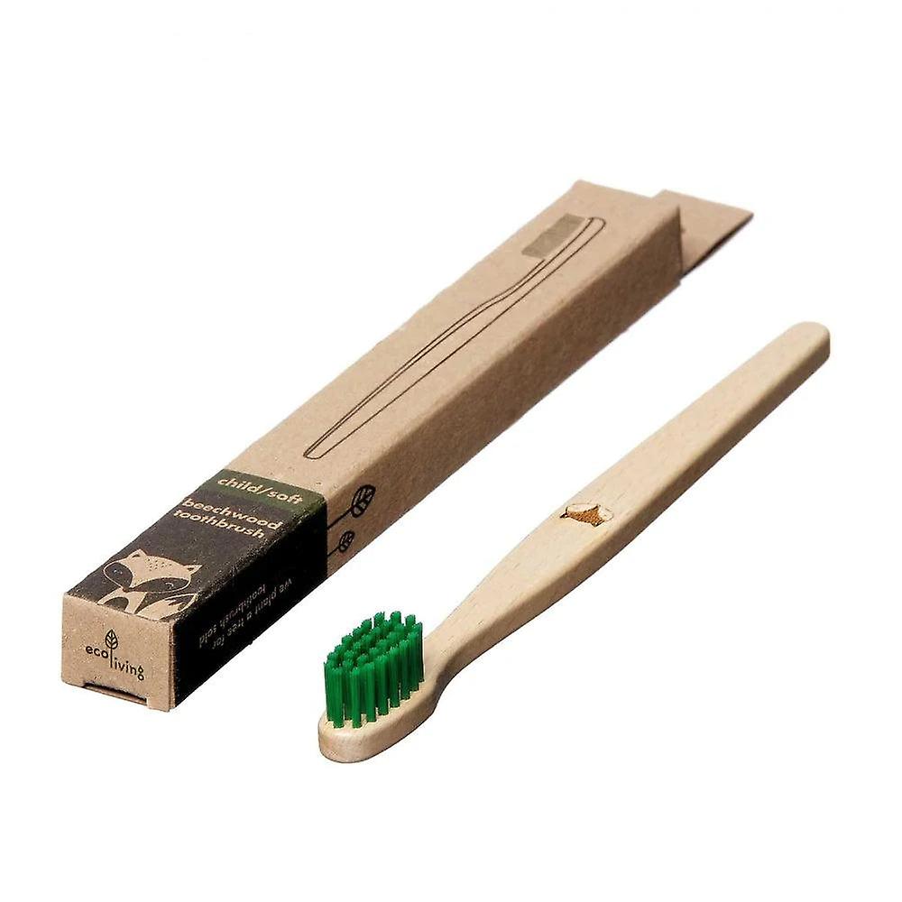 Kids 100% Plant-based Beech Wood Toothbrush - Fox - Green