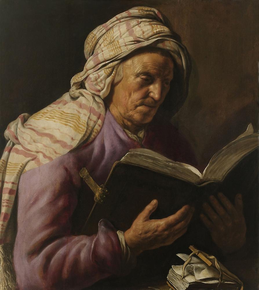 Alte Frau Liest Von Jan Lievens 1628 33 Die Niederlandische Gemalde Ol Auf Holz Die Frau Hinter Dem Tisch Sitzt Dort Ist Ein Weiteres Kleines Buch Poster Drucken Fruugo Lu
