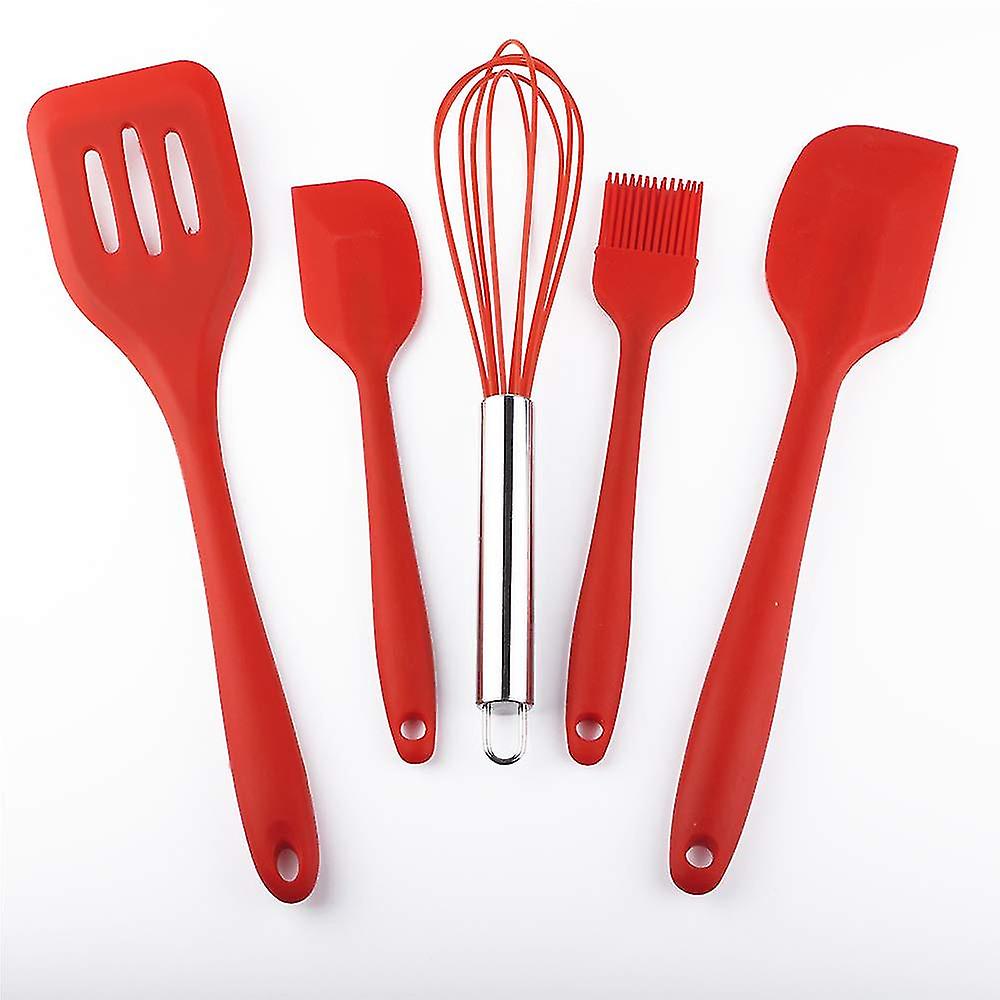 5pcs Cooking Silicone Baking Tool Set - 1 Brush, 1 Whisk, 2 Spatula