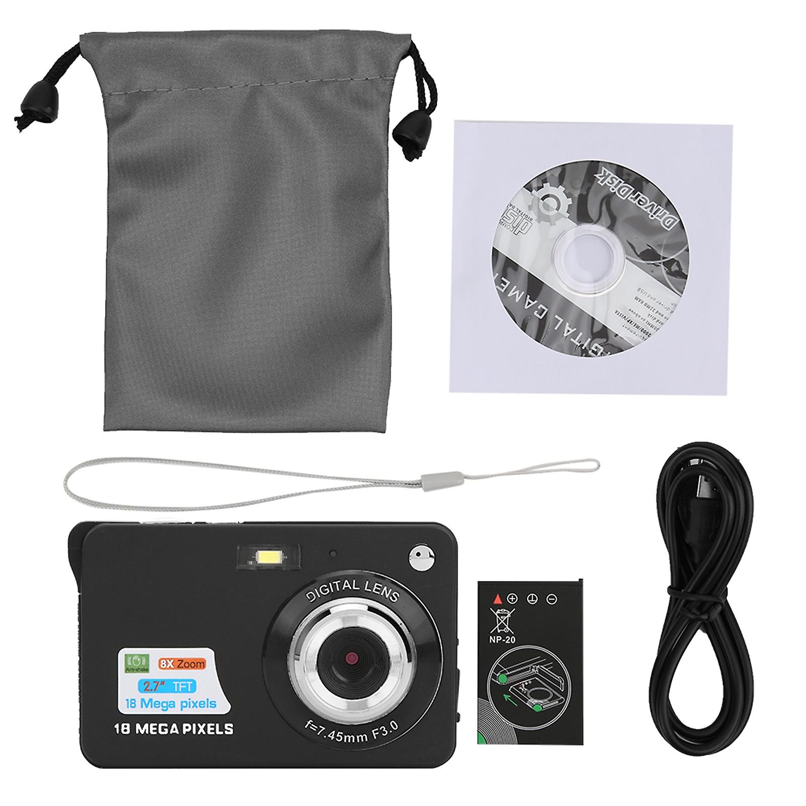 8x Zoom Card Digital Camera 5 MP 2.7in LCD Display Maximum Support 32GB Memory Card Builtin Microphone(black )