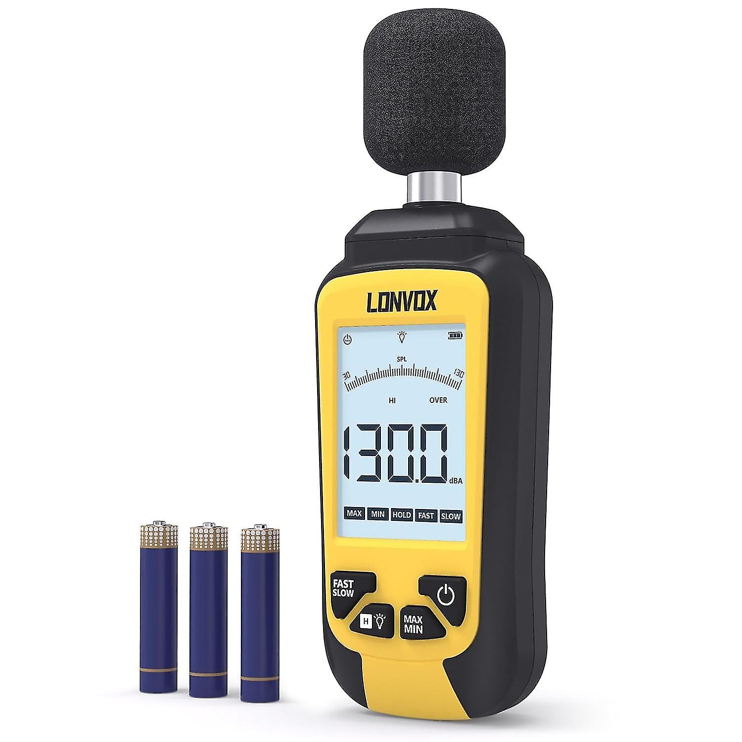 Decibel Meter, Sound Level Meter with 30 130 dBA Measuring Range, SPL meter with 2.45" Backlit LC