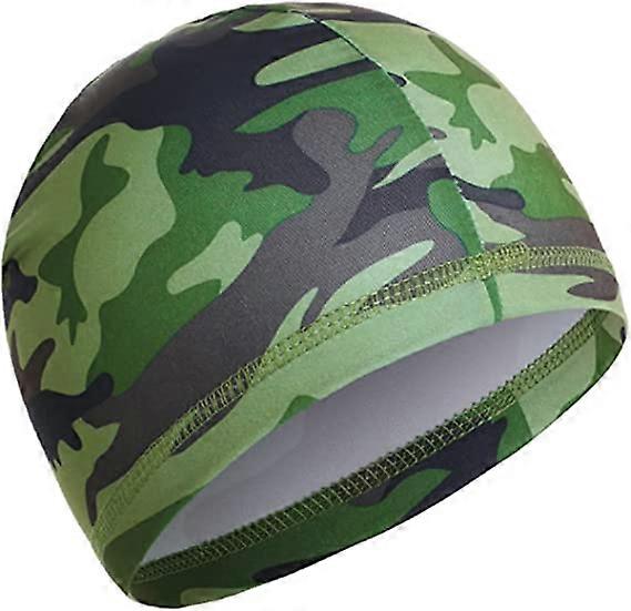Milk Silk Men's Running Cap with Cycling Helmet Liner Camouflage Green2Pcs