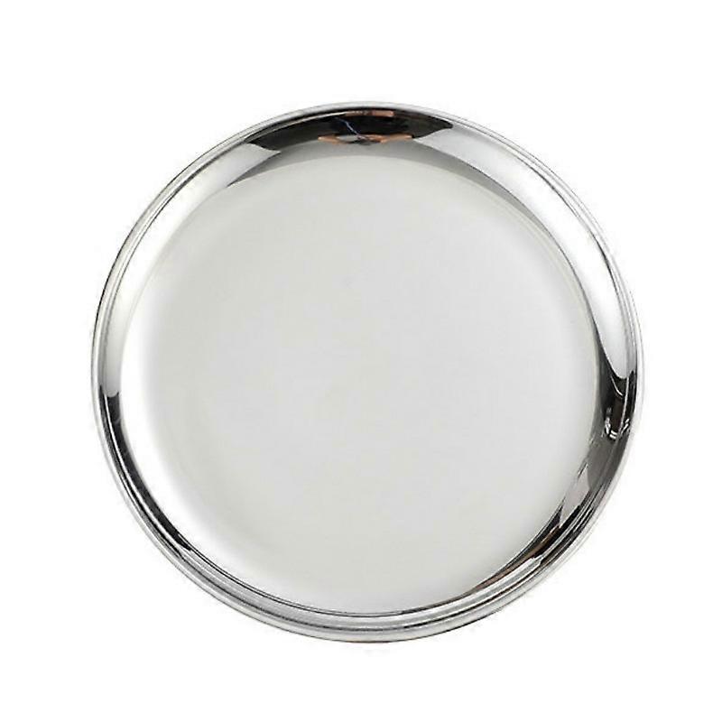 Round Plate, Diameter: 20cm, Style: Bright Mirror Silver