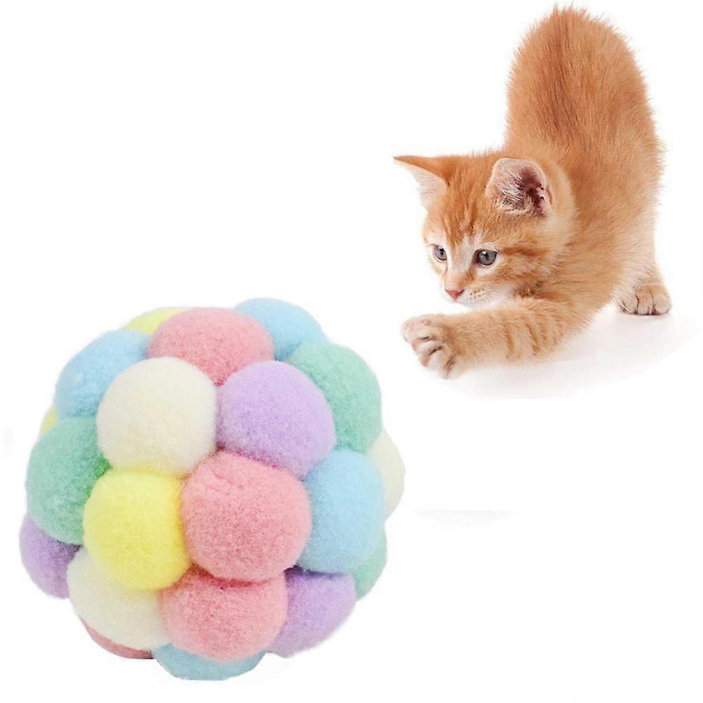 Colorful Cat Balls Cats Colorful Elastic Balls Soft Safety with Bell Plush Bouncy Balls Interactive Toys