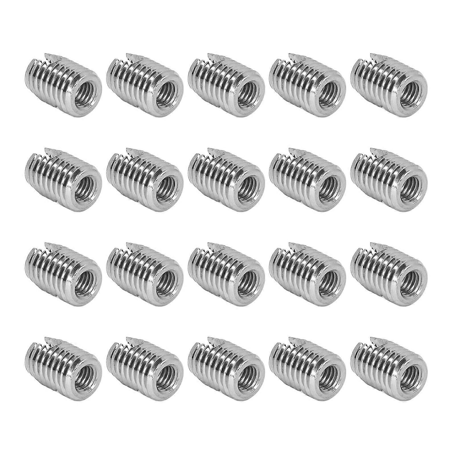 20 Pcs Thread Inserts M6x1.0 M10x1.5 L14mm 302 Stainless Steel Slotted Self Tapping Threaded Inserts