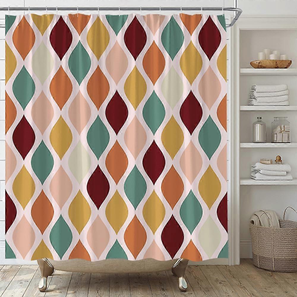 Mid Century Modern Shower Curtain Abstract Boho Geometric Retro Aesthetic Vintage Decor Polyester Fabric Include Hooks,(48" Wx72 H)