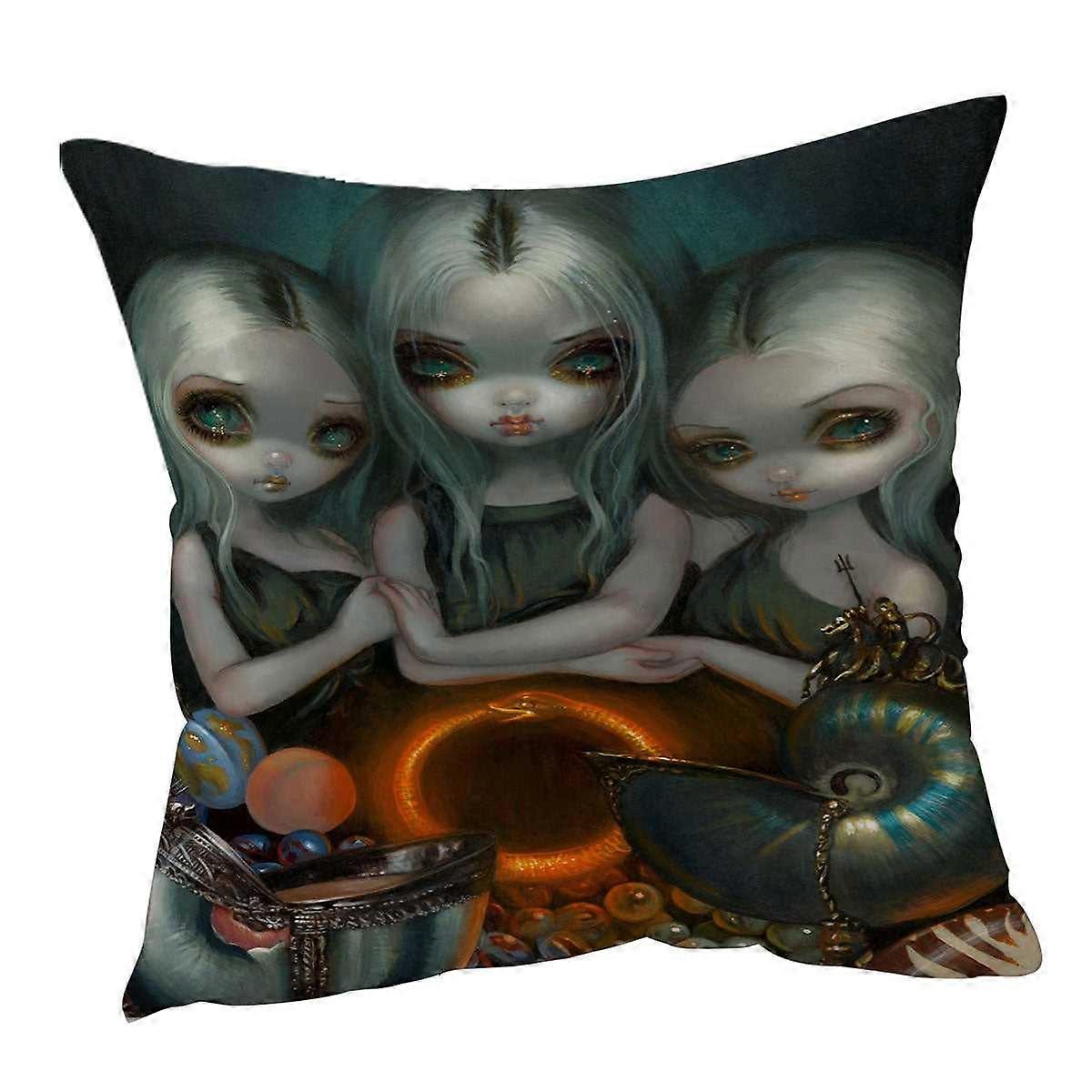 Fantasy Art Three Maidens Allegory of Infinity Cushion Cover