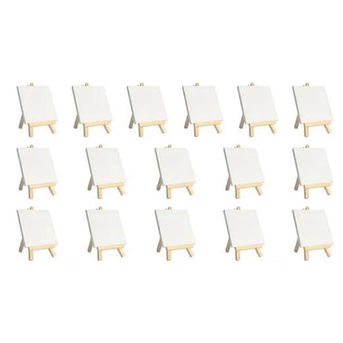 Mini Canvases with Easel Sets 16 Pack, Small Painting Canvas with Mini Easel 4 X 4 Inch Art Canvases Painting Kit