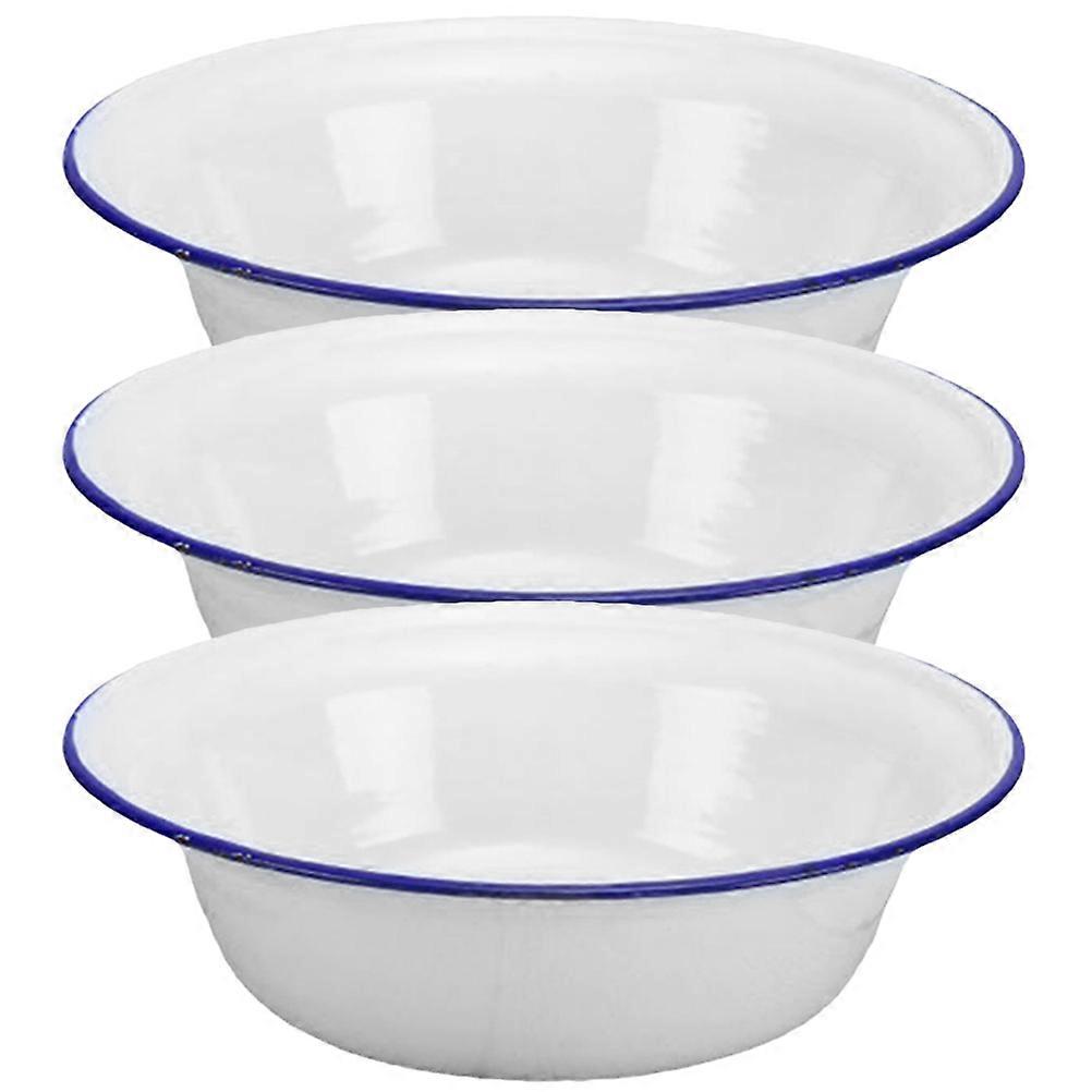 3pcs Vintage Enamel Bowl Large-capacity Soup Bowl Salad Bowl Multi-function Food Basin