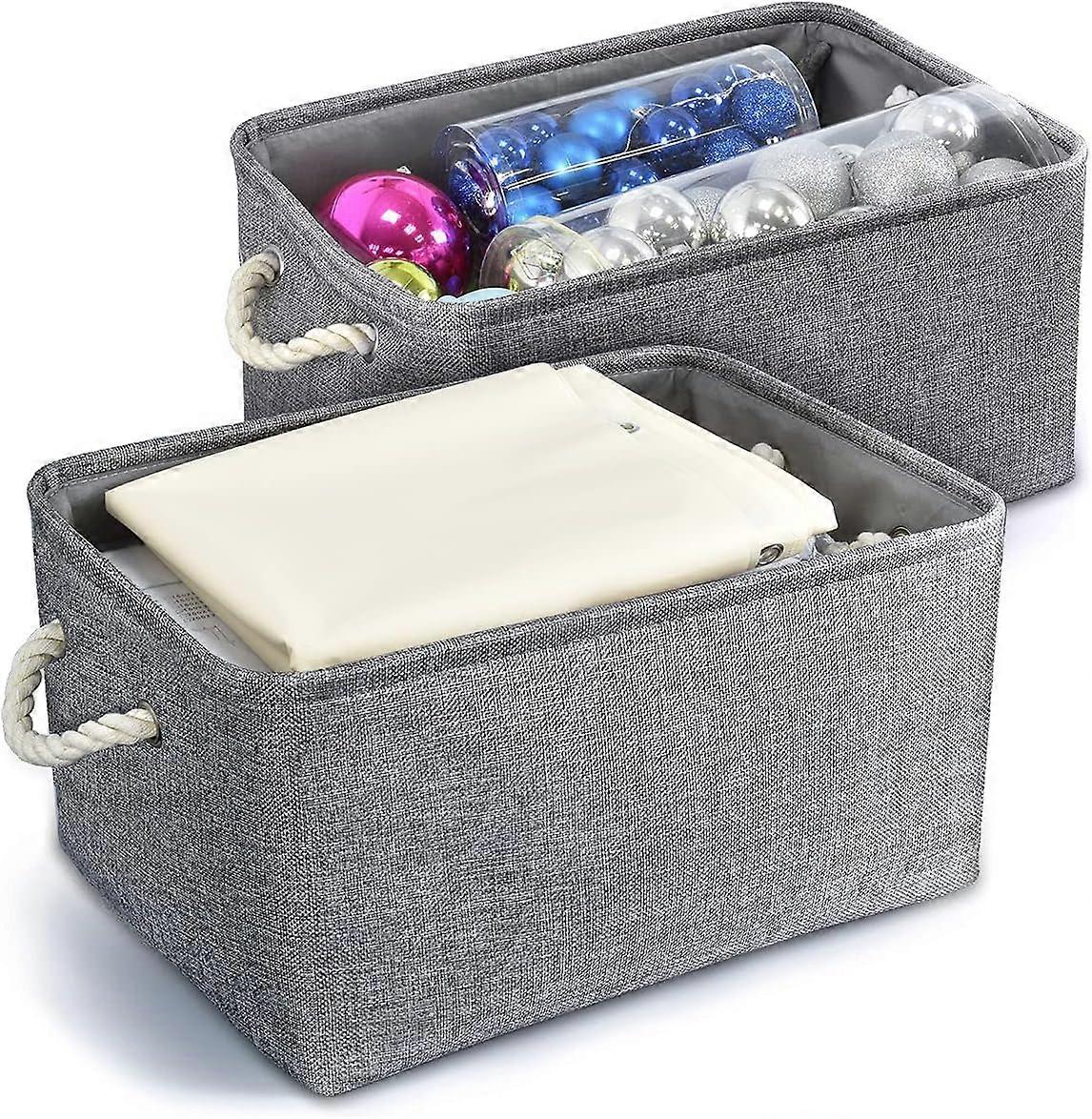 Large Storage Basket with Drawstring Foldable (Grey)