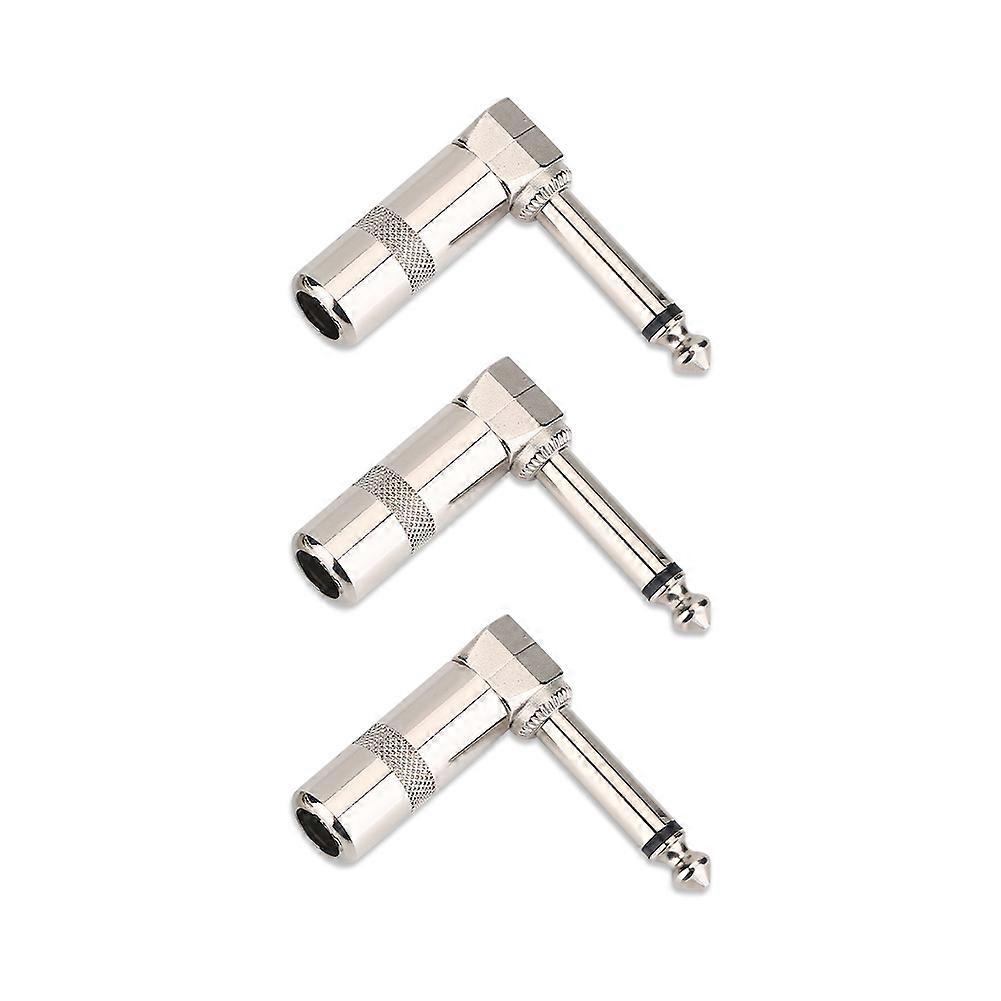 3Pcs 6.3mm 1/4inch L Type Instrument Audio Microphone Cable Connector Right Angle Plug Jack