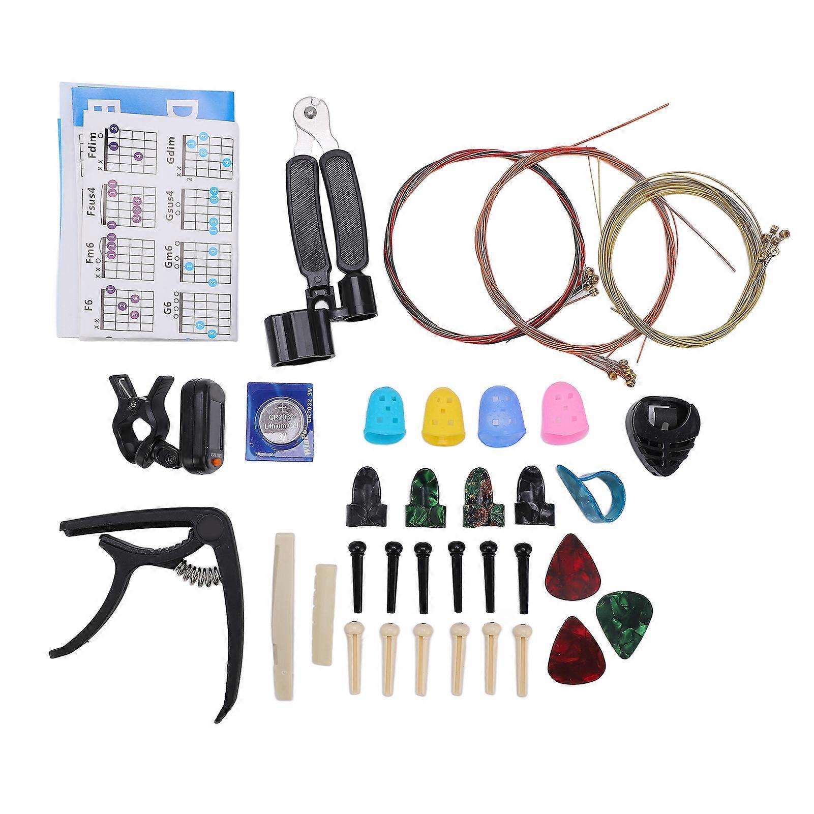 Guitar Accessories Kit Include Guitars Strings Tuner 3 in 1 String Changer Bridge Pin