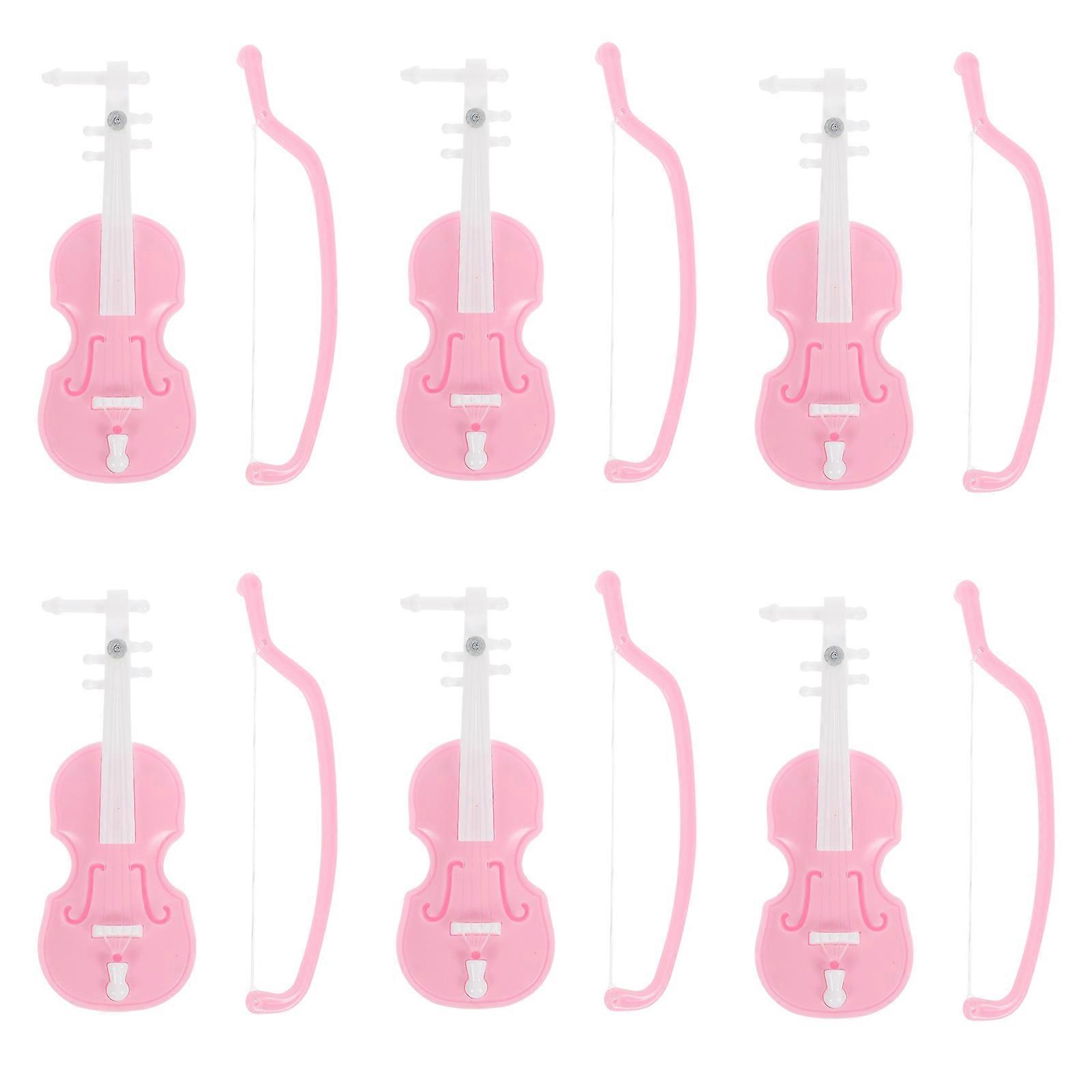 6pcs Mini Violin Adornment Simulation Mini Instrument Model Doll House Violin