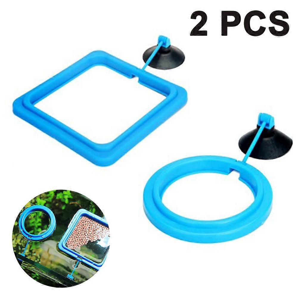2 Pcs Fish Feeding Ring, Fish Safe Floating Food Feeder Circle , with Suction Cup Easy to Install Aquarium