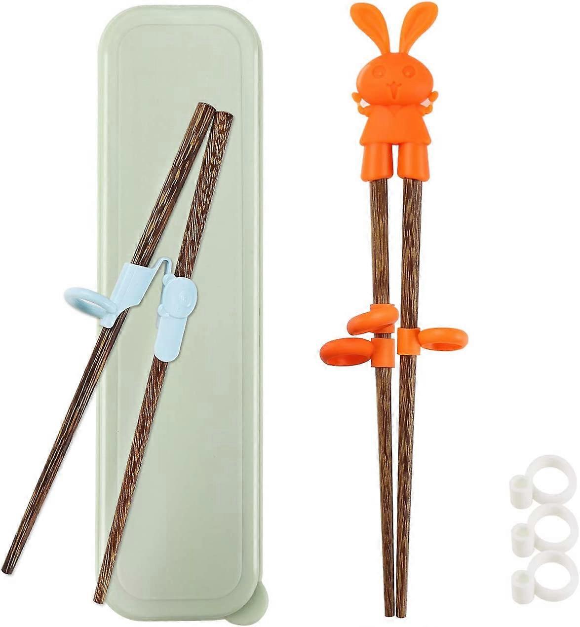 2 Pairs Of Wooden Learning Chopsticks For Kids/Beginners Left Or Right Handed - With Portable Box