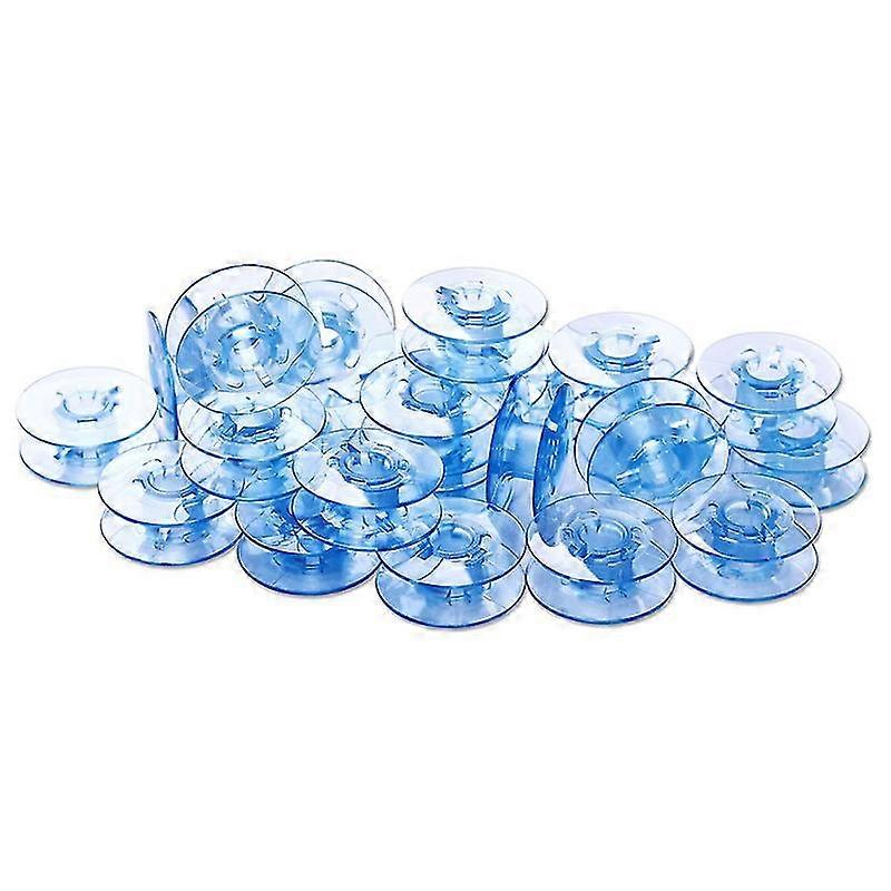 25pcs Plastic Empty Sewing Machine Bobbins Spools With Storage Case For Feiyue (Blue)