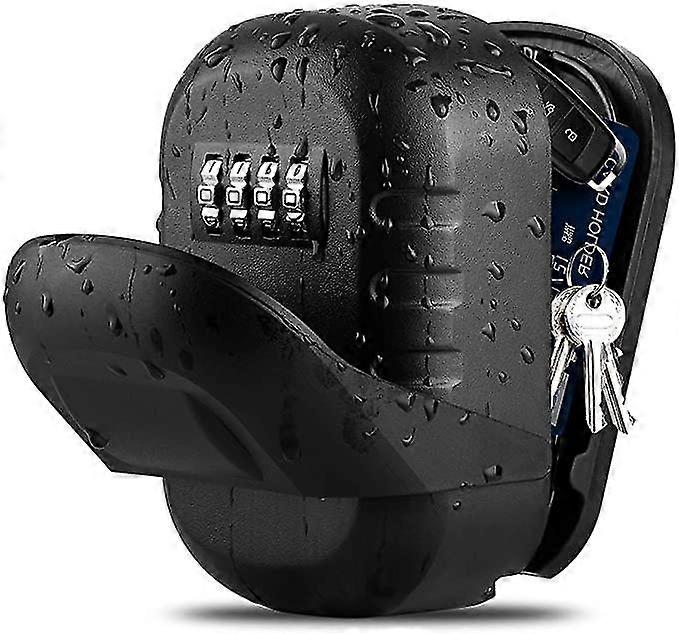 Key Safe Box, Large Wall-mounted Key Box For Indoor Outdoor, Key Safe With 4-digit Numeric Code (black 1) Jskee
