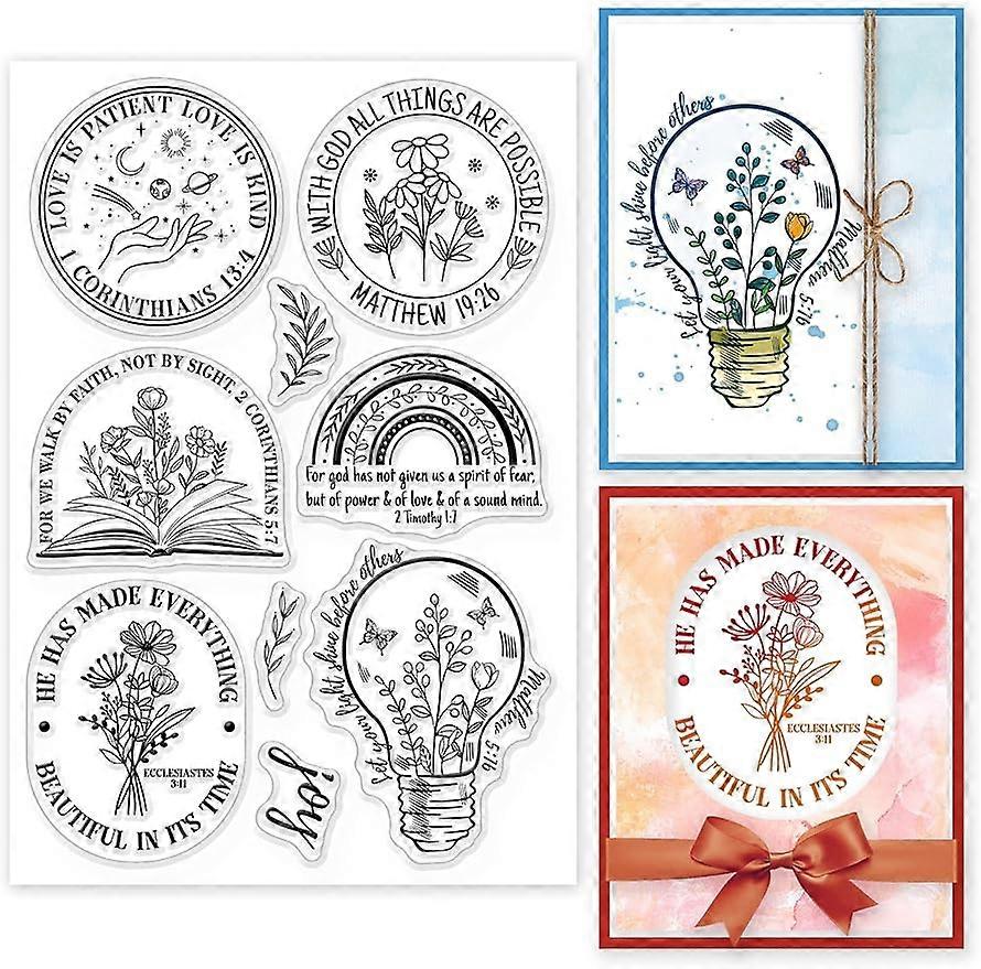1Sheet Religion Bible Frame Silicone Clear Stamp Seals