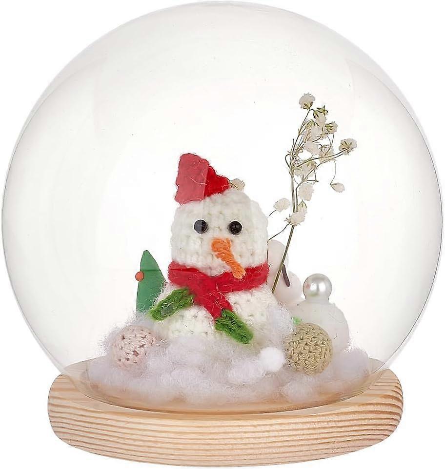 Cloche Glass Dome Glass Cloche Clear Globe Display Dome with Wood Base Decorative Glass Display Case for Plant Flower Stone Models Butterfly Display H