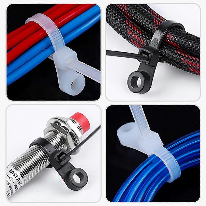 100PCS 36mm Screw Hole Cable Ties Fixed Tie Nylon Zip With Mount Self Locking Loop Wrap Bundle Straps